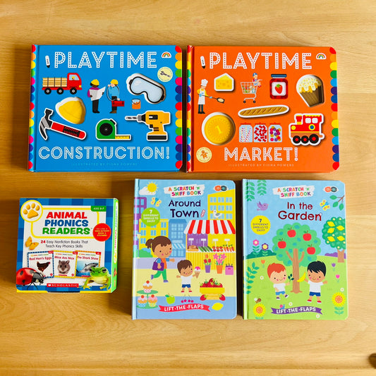 幼兒英文操作點讀書套組 (多感官操作書加真實圖片英文拼音讀本)