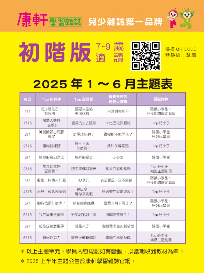 康軒學習雜誌 - 半年訂閱優惠 初階版