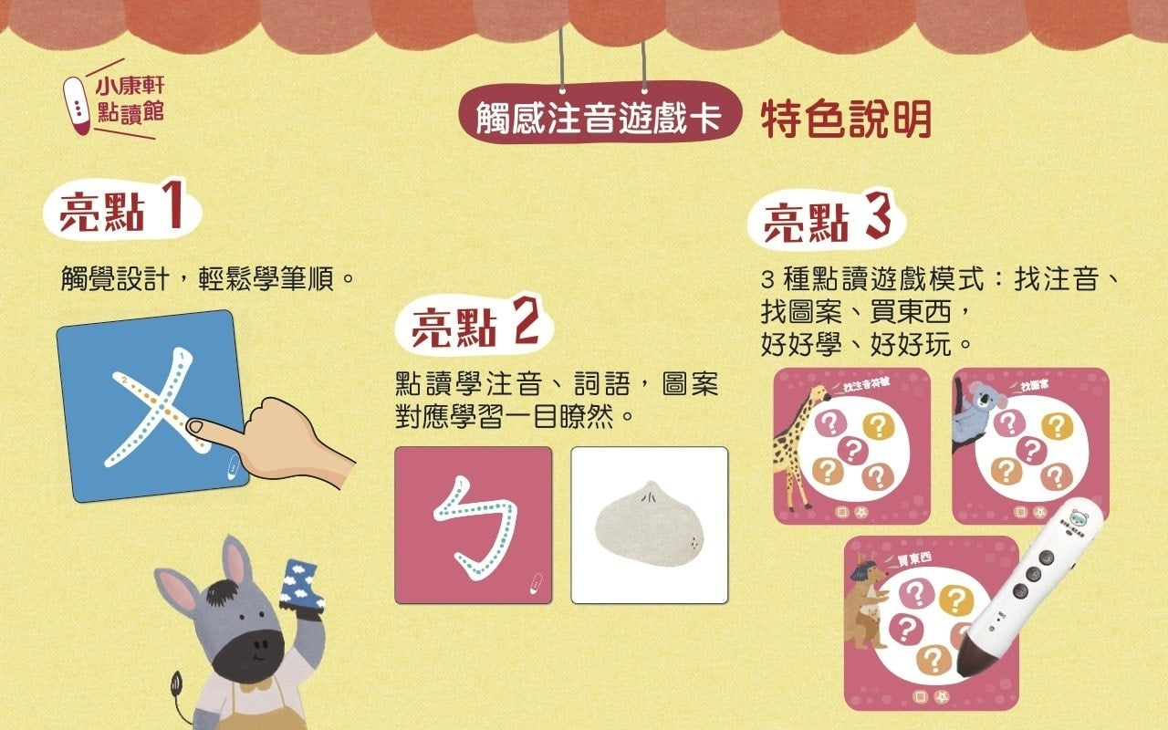 小康軒點讀館ㄅㄆㄇ商店街注音學習套裝(初階)