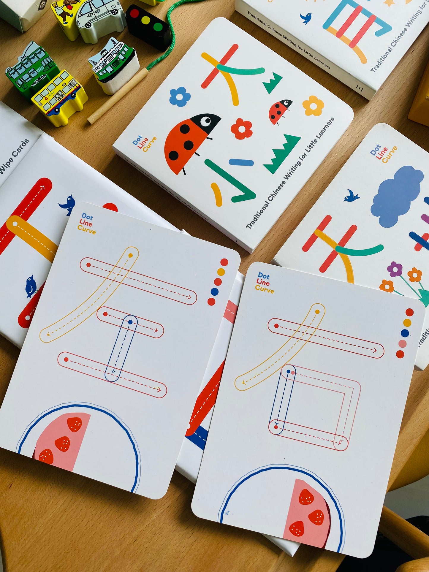 幼兒中文執筆寫字預備優惠套組「四選三」(Pin Poking 工作套組、 香港交通工具串珠 、觸感寫字小書及寫字板)