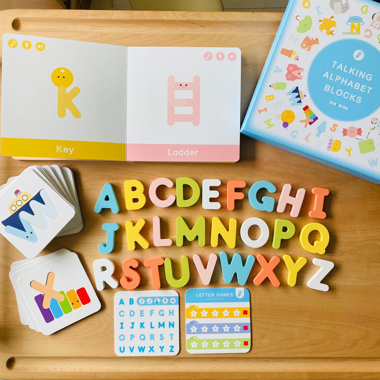 KidsRead 基礎點讀英文字母學習系列 大套組 (有聲積木 加 Phonics cards)