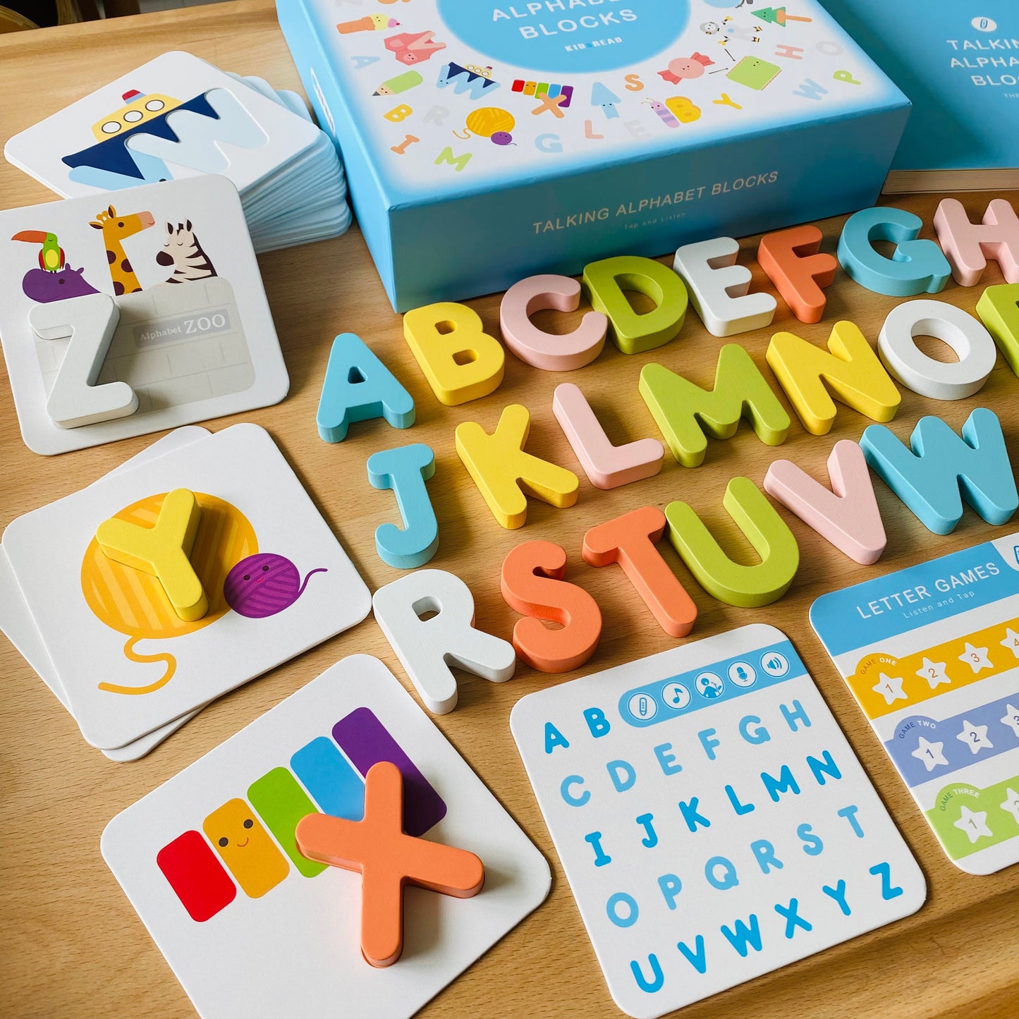 KidsRead 基礎點讀英文字母學習系列 大套組 (有聲積木 加 Phonics cards)