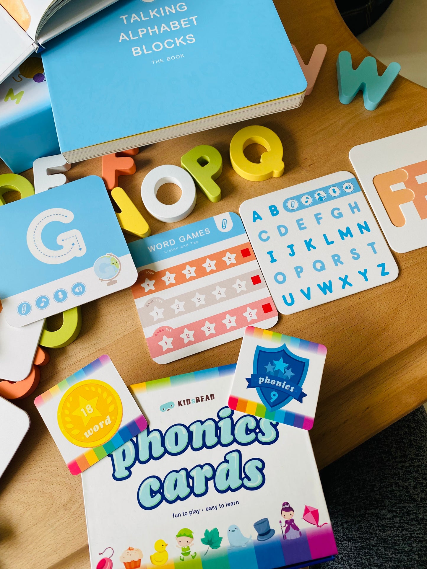 KidsRead 基礎點讀英文字母學習系列 大套組 (有聲積木 加 Phonics cards)