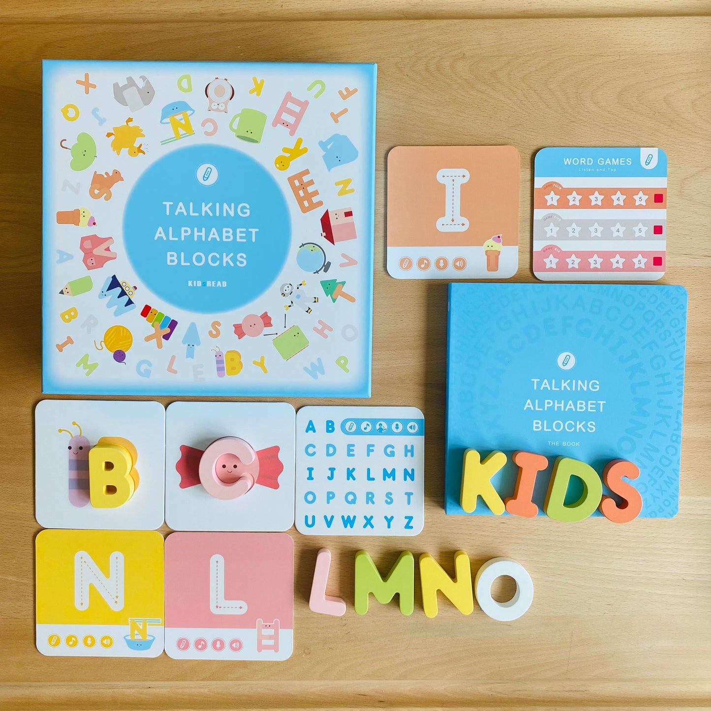 KidsRead 基礎點讀英文字母學習系列 大套組 (有聲積木 加 Phonics cards)