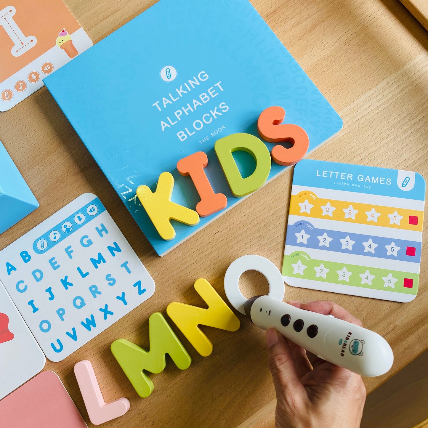 KidsRead 基礎點讀英文字母學習系列 大套組 (有聲積木 加 Phonics cards)