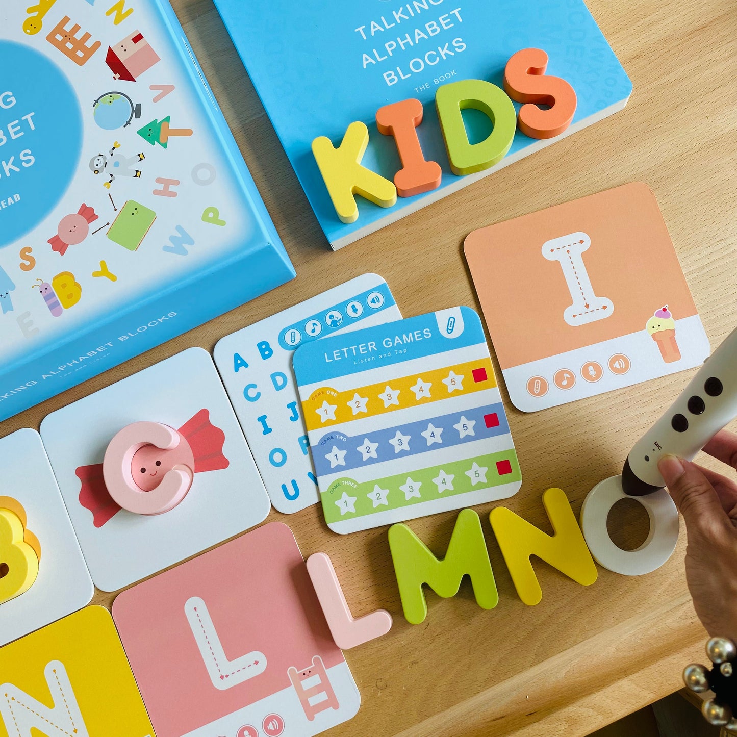 KidsRead 基礎點讀英文字母學習系列 大套組 (有聲積木 加 Phonics cards)
