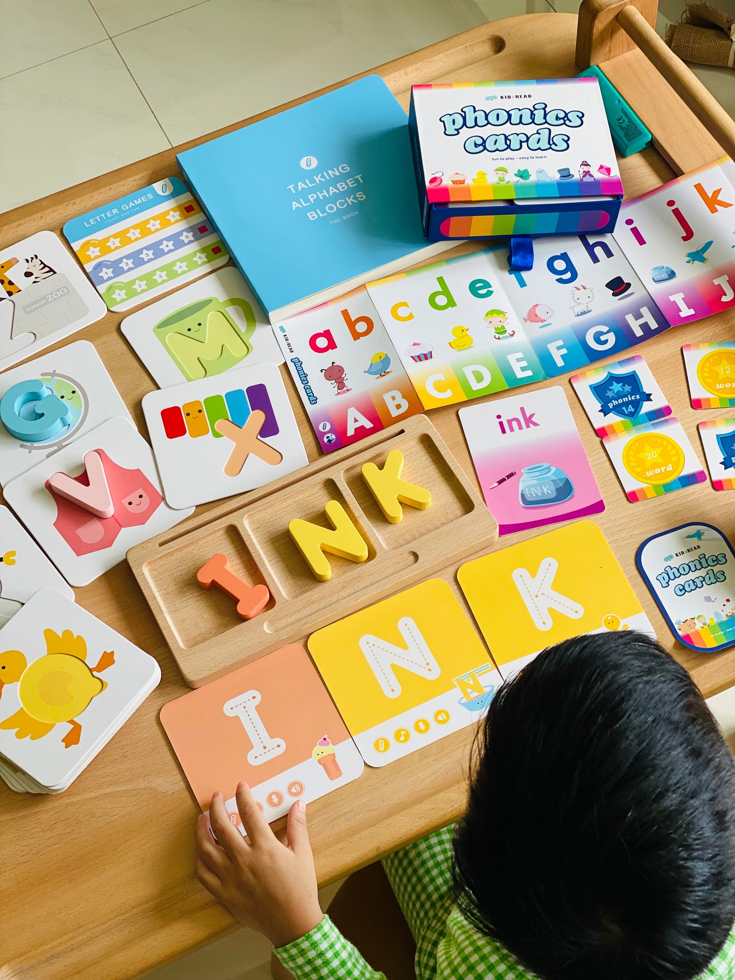 KidsRead 基礎點讀英文字母學習系列 大套組 (有聲積木 加 Phonics cards)