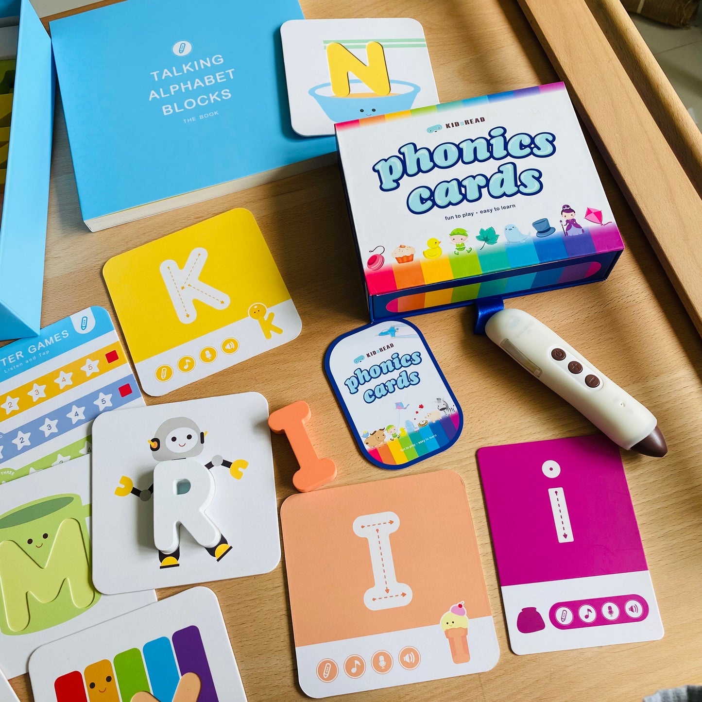 KidsRead 基礎點讀英文字母學習系列 大套組 (有聲積木 加 Phonics cards)