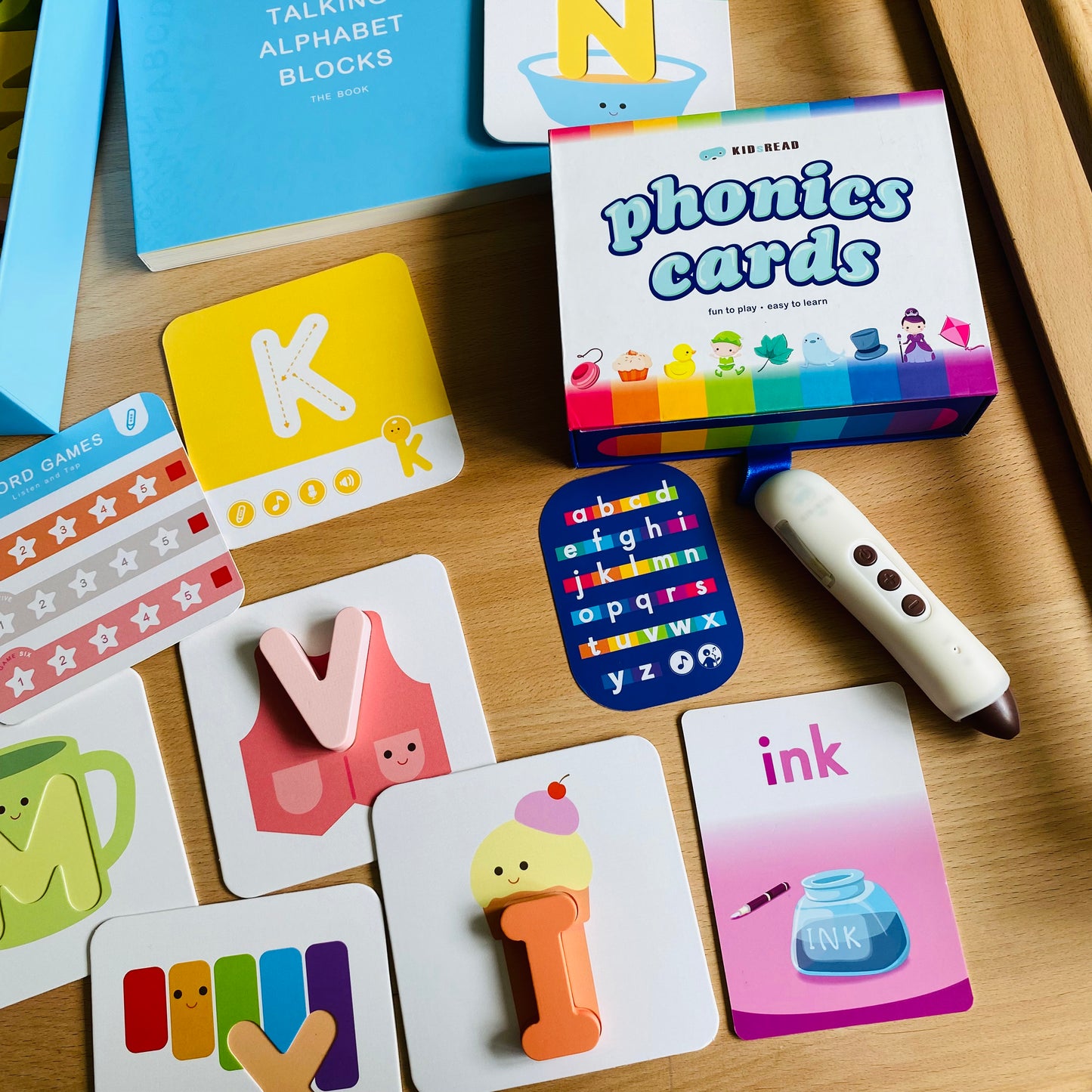 KidsRead 基礎點讀英文字母學習系列 大套組 (有聲積木 加 Phonics cards)
