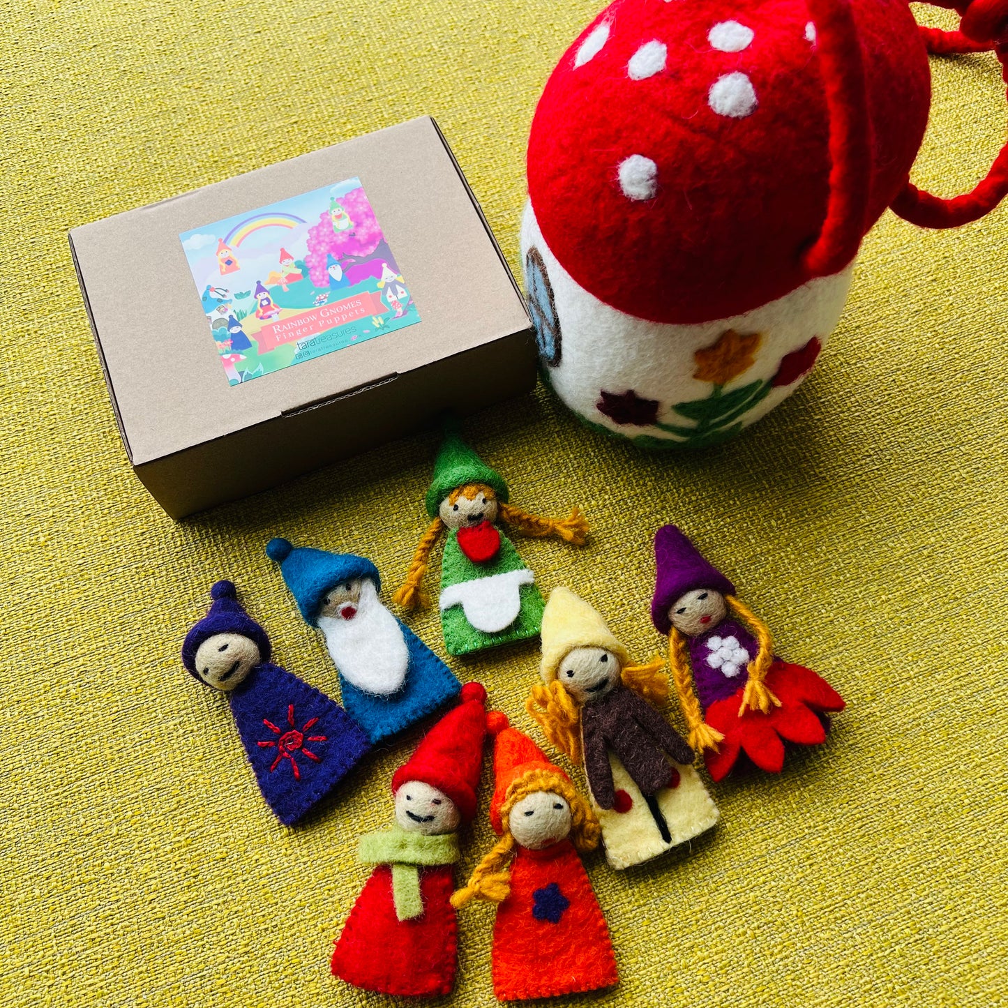 Rainbow colour Gnomes Finger Puppet 彩虹色精靈羊毛氈玩具