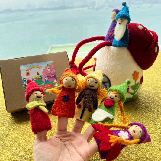 Rainbow colour Gnomes Finger Puppet 彩虹色精靈羊毛氈玩具