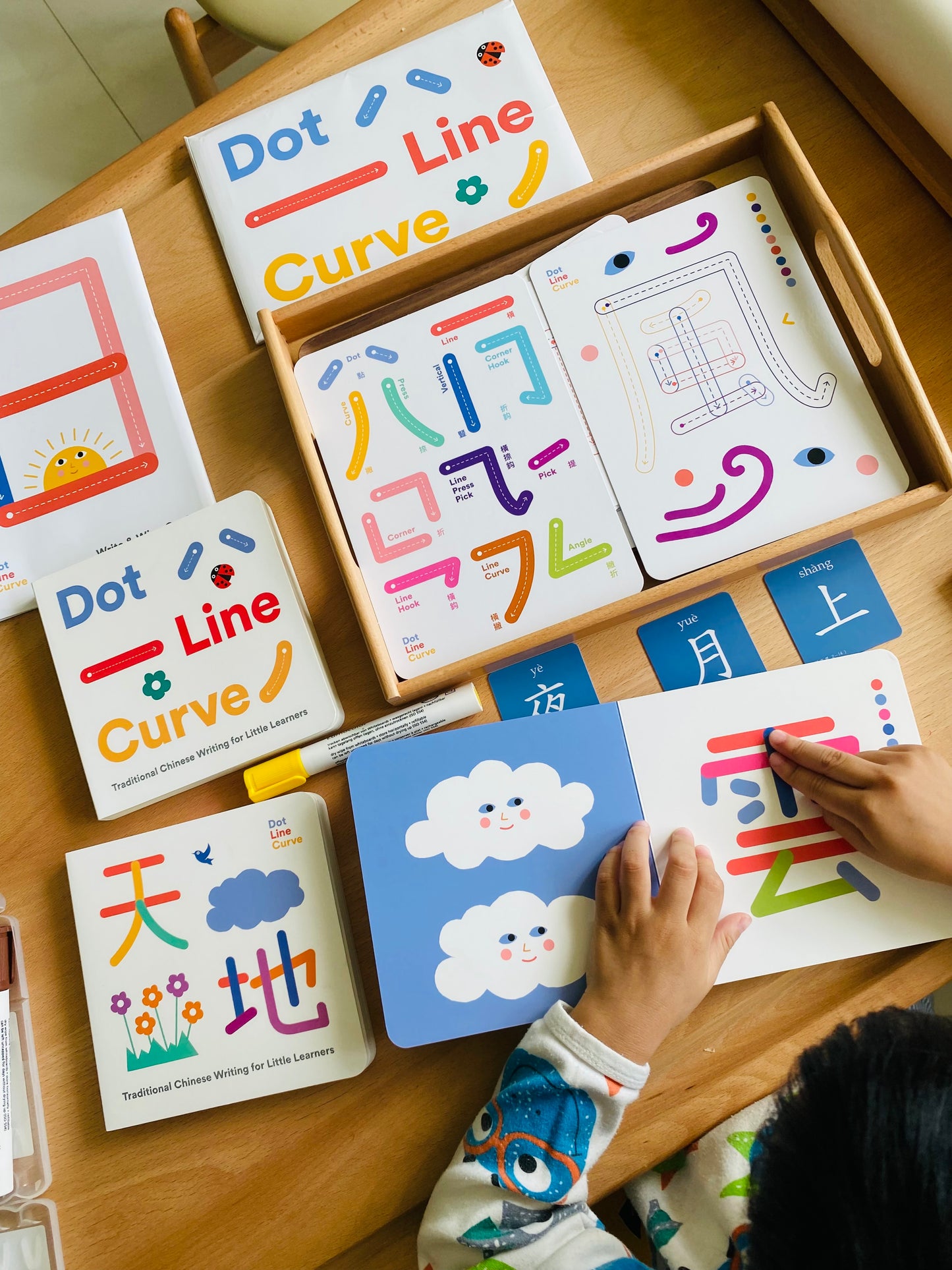 The Dot Line Curve Collection (Bundle of All Writing Sets + Count & Match Puzzle) 觸感中文寫字組合及中國數字硬頁配對拼圖