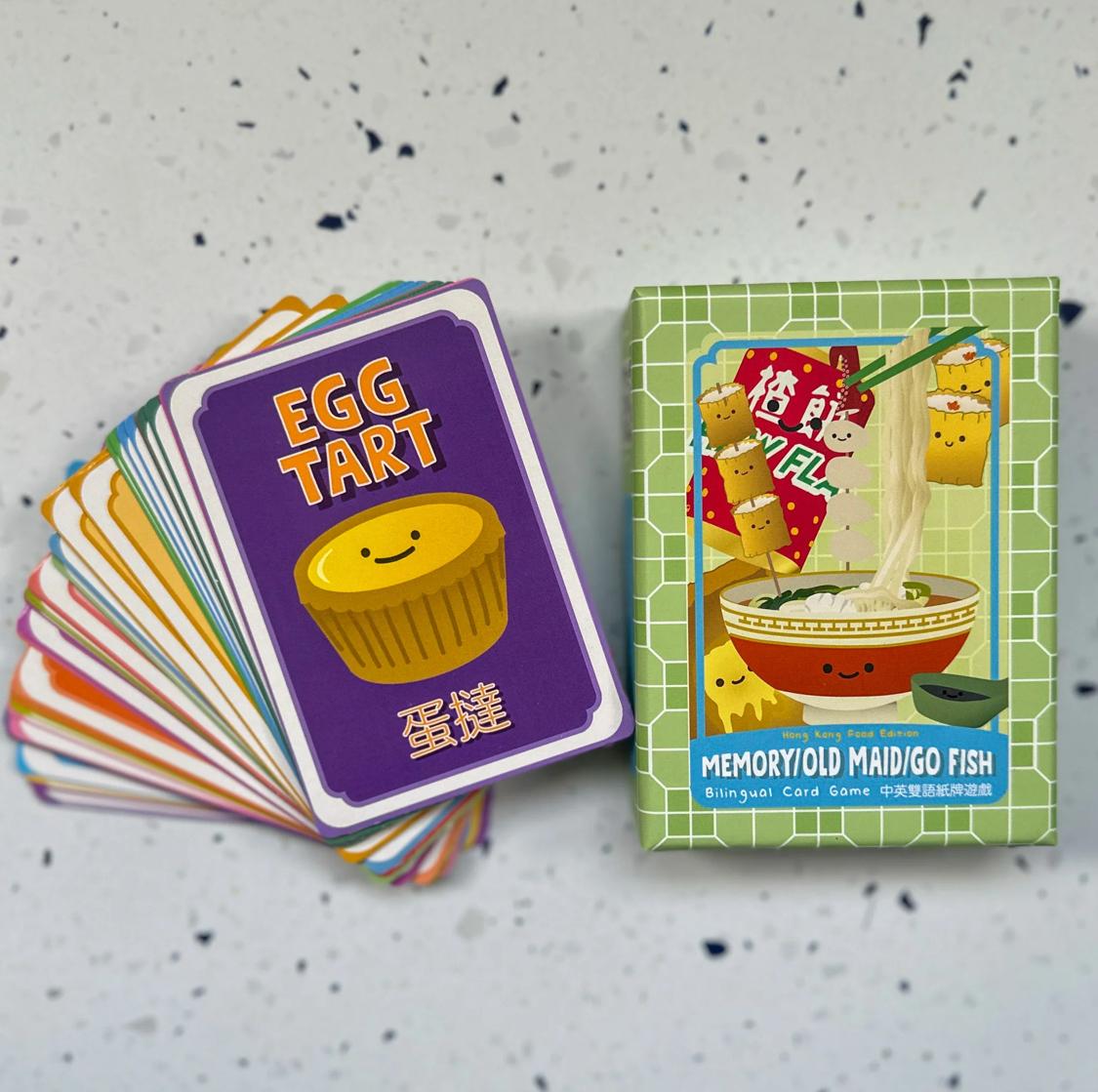 經典家庭紙牌遊戲 （香港美食主題）中英雙語版：Memory/ Old Maid/ Go Fish  (Hong Kong Food Edition )