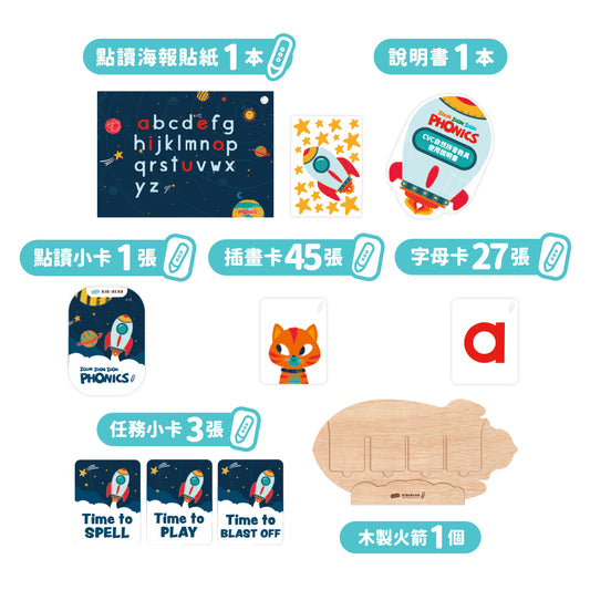 (限量) ZOOM ZOOM ZOOM PHONICS CVC 自然拼音火箭點讀學具