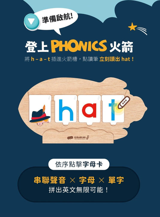 (限量) ZOOM ZOOM ZOOM PHONICS CVC 自然拼音火箭點讀學具