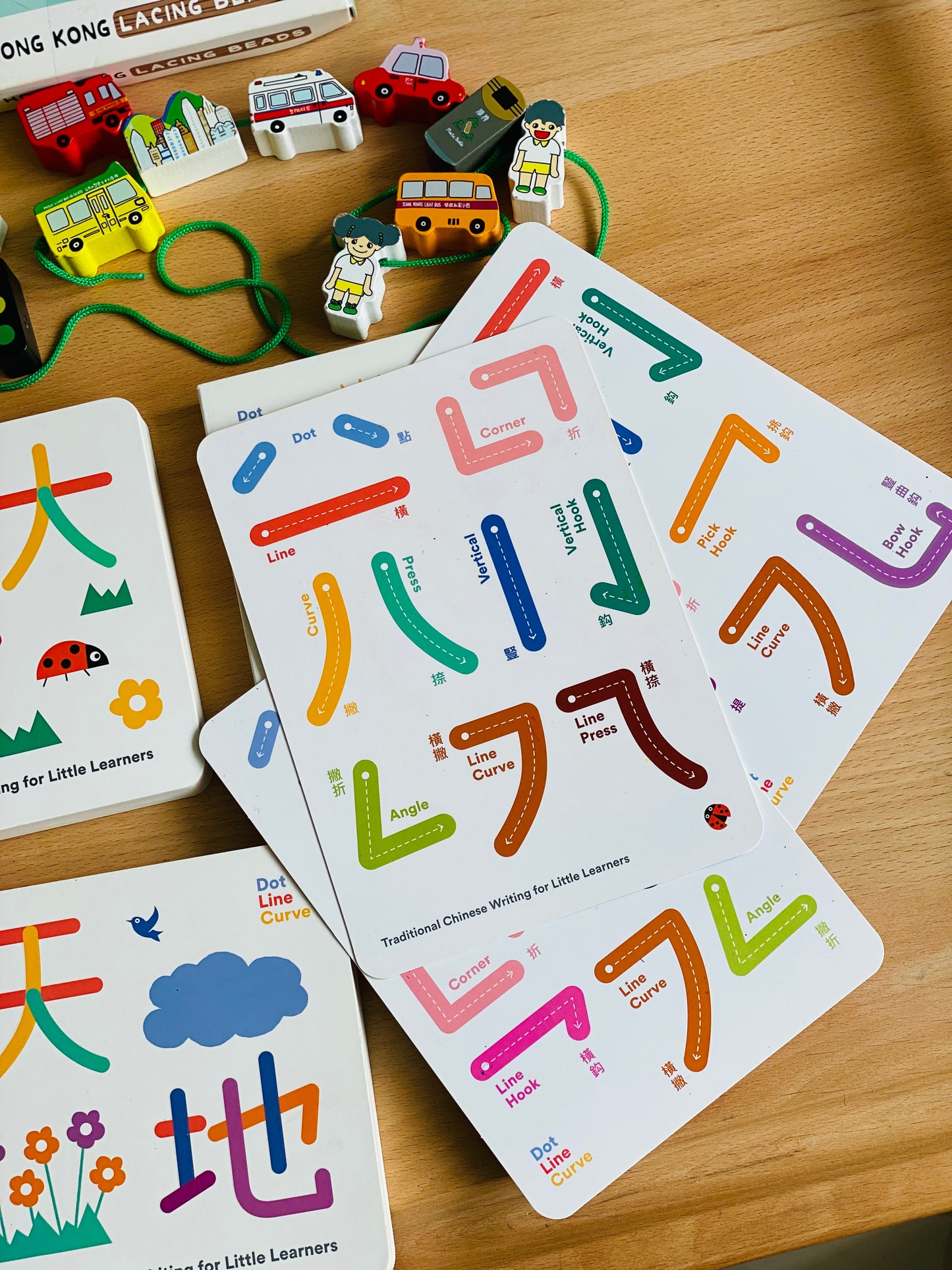 幼兒中文執筆寫字預備優惠套組「四選三」（Pin Poking 工作套組、 香港交通工具串珠 、觸感寫字小書及寫字板）