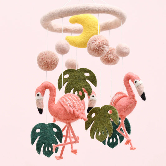 Nursery Cot Mobile - Pink Flamingo Tiki