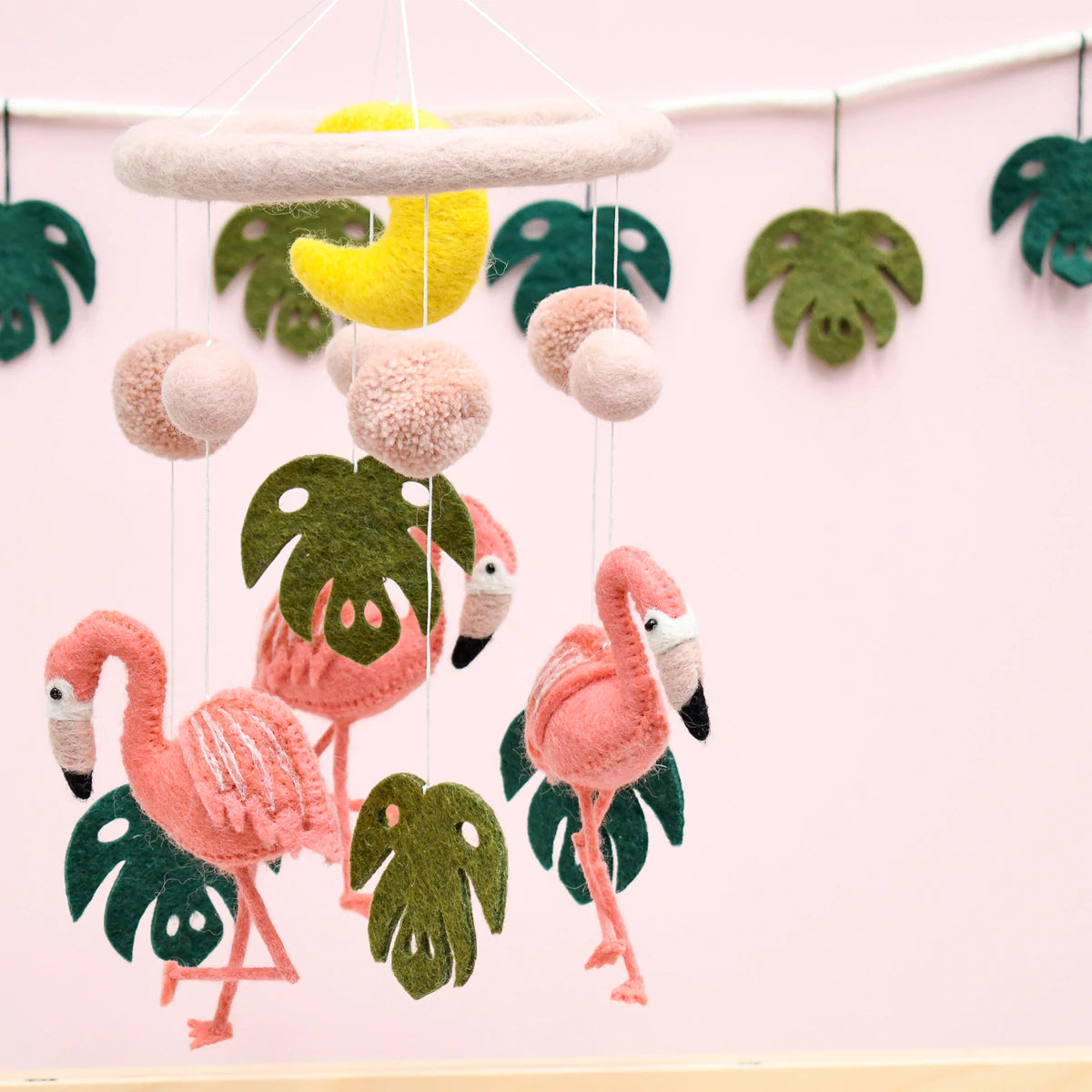 Nursery Cot Mobile - Pink Flamingo Tiki