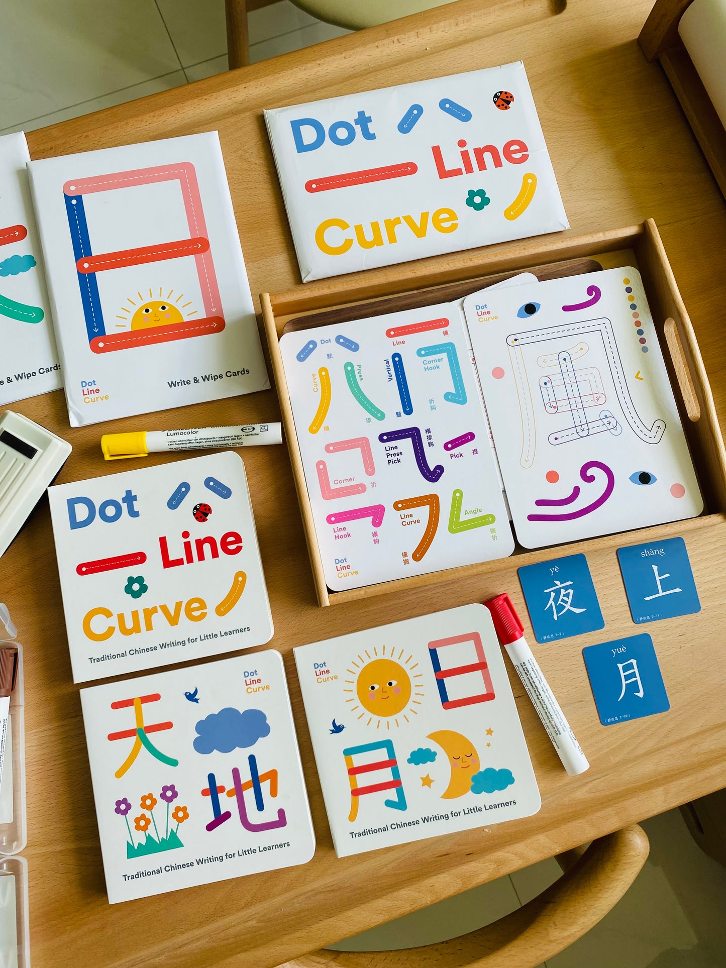 The Dot Line Curve Collection (Bundle of All Writing Sets + Count & Match Puzzle) 觸感中文寫字組合及中國數字硬頁配對拼圖