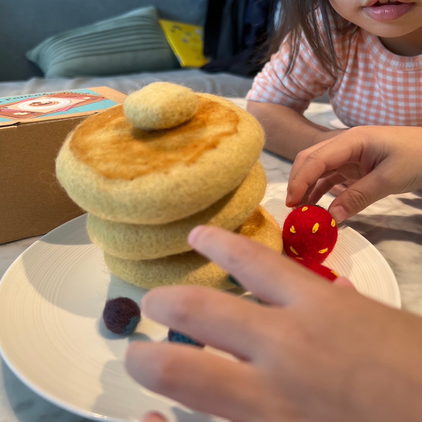 Felt pancake stack play food set